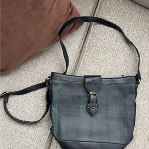 Etienne Aigner Black and Dark Green Shoulder Bag